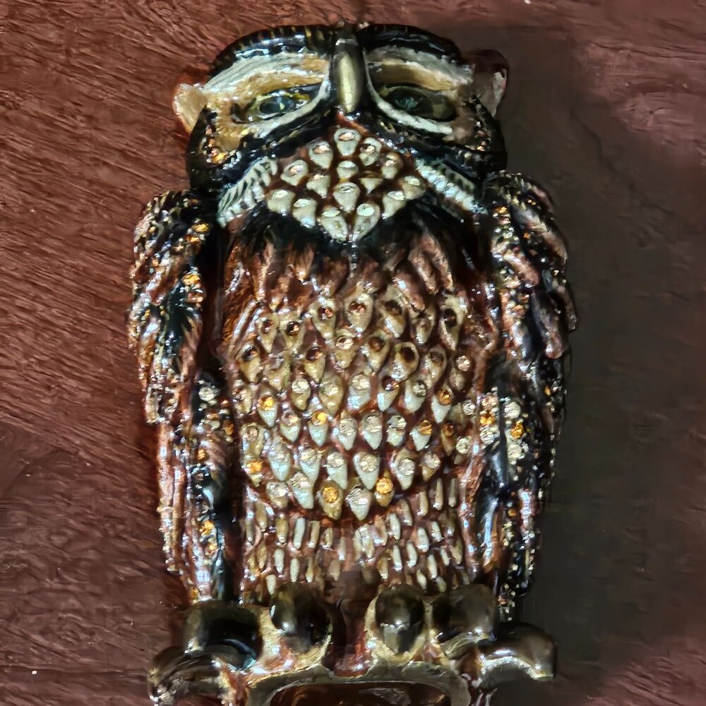 RARE LIMITED EDITION JAY STRONGWATER JUNGLE OWL CRYSTAL ENAMEL FIGURINE OBJET - Picture 10 of 13